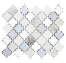 Mto0519 Classic 2x2 Arabesque White Gray Blue Silver Metallic Glossy Glass Stone Mosaic Tile Glass Arabesque Tile Stone Mosaic Tile Glass Mosaic Tiles