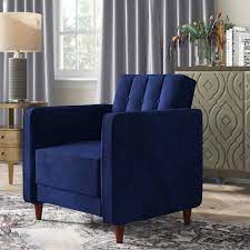 willa arlo interiors nia pin tufted convertible sofa reviews wayfair ca armchair velvet armchair blue accent chairs
