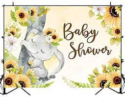 Amazon Com Mocsicka Elephant Baby Shower Backdrop Sunflower Elephant Baby Shower Vinyl Baby Shower Yellow Girl Baby Shower Decorations Baby Shower Background