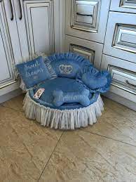 blue princess dog bed with crown sparkles designer pet bet e etsy in 2021 puppy beds boy dog beds dog bed