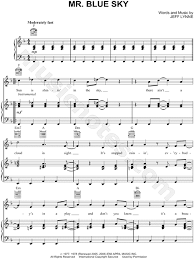 Electric Light Orchestra Mr Blue Sky Sheet Music In F Major Transposable Download Print Sku Mn0067090