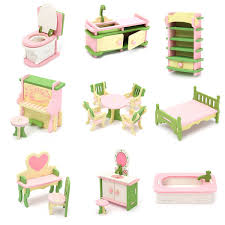 Wooden Furniture Set Doll House Miniature Room Accessories Kids Pretend Play Toy Gift Decor Dekorasi Kamar Tidur Buatan Sendiri Mainan Dekorasi