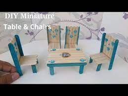 Diy Table Chairs Miniature Dollhouse Furniture Doll Furniture Diy Craft Stick Crafts
