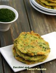 Zucchini And Carrot Pancake Recipe Indian Style Zucchini Pancake Recipe Healthy Breakfast Snacks Breakfast Recipes Indian Carrot Pancakes