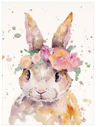 Little Bunny Wall Art Bunny Watercolor Bunny Art Colorful Art