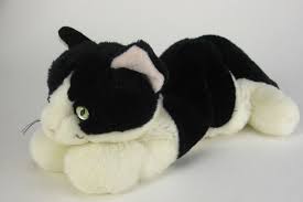 Aurora Black White Kitty Cat Plush Stuffed Animal Floppy Toy Laying Picclick Com Plush Stuffed Animals Cat Plush Kitty