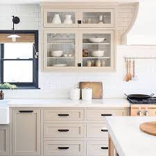 Shaker Cabinets Black Hardware Marble Countertops Subway Tile Traditional Kitchen Cream Cabinetry Beige Kitchen Kitchen Inspirations Kitchen Interior