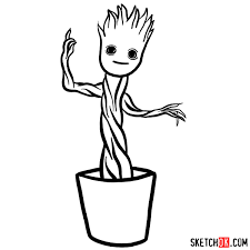 Groot is a fictional superhero appearing in american comic books published by marvel comics. How To Draw Baby Groot In A Pot Sketchok