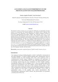 Walau bagaimanapun, jika tidak hadir kerja, perlulah bertanggungjawab. Pdf Javanese Language Interference In The Pronunciation Of English Phonemes