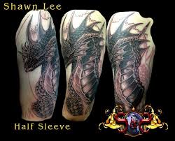 Black And Grey Tattoo Sleeve With Color Dragon Half Sleeve Black And Grey Adding Color Dragon Half Black Grey Tattoos