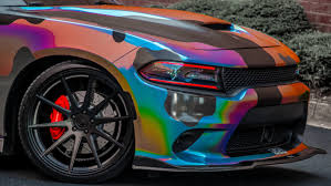 Black And Yellow Camo Car Wrap Holographic Camo Wrapped Dodge Charger Scatpack Ig Afraaz Ali Camo Wraps Dodge Charger Camo Car