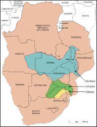The source of the mighty zambezi river lies at about 1 500 m (4 900ft) above sea level in the mwinilunga district, very close to the border where zambia, angola and the congo meet. Map Of Southern Africa Showing Drainage Basins Of The Zambezi Download Scientific Diagram