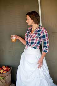 Wear My Favorite Plaid Shirt Over The Top Of My Wedding Dress While I Get Ready To Keep It From Getting Plaid Wedding Dress Rustic Wedding Attire Plaid Wedding