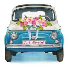 Zur präsentation und freien entnahme. Cute Watercolor Blue And White Shiny Vintage Car Wedding Day 1977685 Vector Art At Vecteezy