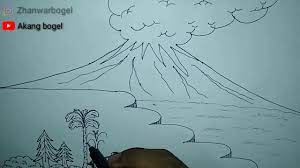 Gunung berapi ke tengah lukisan) terhalang oleh. Cara Menggambar Gunung Meletus Akang Bogel Youtube