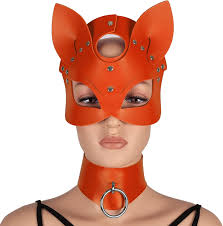 BANSSGOTH Maschera da donna in pelle Catwoman girocollo regolabile con  catena a clavicola Maschera animale Masquerade Halloween Party Costume  Puntelli (arancia) : Amazon.it: Moda