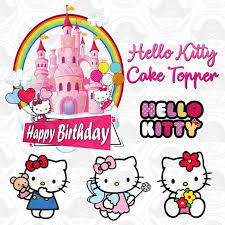 Hello kitty happy birthday cake topper. Pin Di Topper Kue
