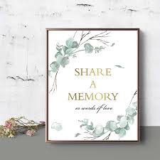 Share A Favorite Memory Sign Printable Celebration Of Life Funeral Memorial Funeral Guest Book
