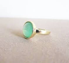 Mint Green Ring Gold Pale Light Green Faux Gemstone Ring Modern Simple Classic Classy Minimal Pastel Green Apple Green Green Rings Gold Rings Gemstones