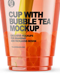 Download Fruit Bubble Tea Cup Mockup In Cup Bowl Mockups On Yellow Images Object Mockups PSD Mockup Templates