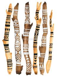 Painted Tribal Sticks By Foxeyedaisy Redbubble Painted Driftwood African Tribal Patterns Driftwood Art