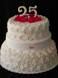 As one of the most precious metals in the world, silver has always been very valuable, so. 25th Anniversary Cake All White Rosettes With A Pop Of Red 25 Anniversary Cake Anniversary Cake 25th Wedding Anniversary