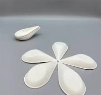 4" White Asian Tasting Mini Spoon Sugarcane Biodegradable Bagasse Sauce Dish