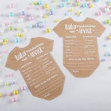 Baby Shower Prediction Advice Card Onesie Shape Set Of 50 In 2021 Baby Shower Advice Cards Baby Shower Advice Baby Prediction