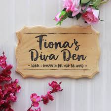 Shop custom door signs for rooms. Diva Den Room Name Sign For Girls Personalized Wood Bedroom Door Signs Woodgeekstore
