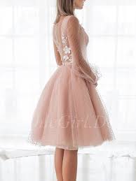 Maybe you would like to learn more about one of these? A Linie Brautkleid Kurz Altrosa Tull Langarm Mit Bluten