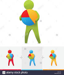 3d Stick Figure Holding Pie Chart Stock Vector Art