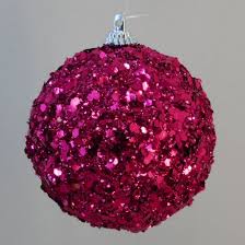 Here a white christmas tree has been decorated with purple and pink christmas balls and other decorative elements. 80mm Shatterproof Christmas Baubles Shimmer Glitterball Magenta Pink Christmas Decorations