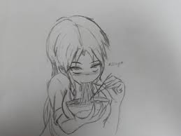 Anime girl eating ramen : rAnimeART