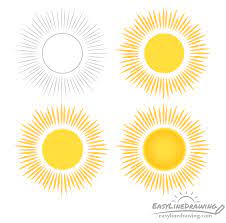 The sun at the heart of our solar system is a yellow dwarf star, a hot ball of glowing gases. How To Draw The Sun In Different Ways Easylinedrawing