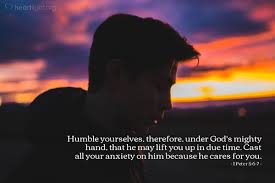 Therefore humble yourselves under the mighty hand of god, that he may exalt you in due time, casting all your care upon him, for he cares for you. 1 Peter 5 6 7 Illustrated Humble Yourselves Therefore Under Heartlight Gallery