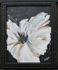 Abstract Black And White Flower Painting Original Art Acrylic Painting Abstract Flower Heavy Texture Black White And Tan Painting 22x28 Painting With Frame 325 00 Peinture Idee Peinture Idee
