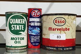 Three Pc Vintage Esso Marvelube Grease Tin Quaker State Oil