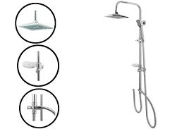Lifa Living Regendusche Brauseset Duschgarnitur überkopfbrause Duschstange 96cm Kopfbrause Komplett Dusche Duschbrause Rvs Chrome Look