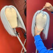 Sliver Grey Bob Chinese Raw Virgin Ponytail Hair Video Grey Hair Weave Front Lace Wigs Human Hair Curly Hair Styles Naturally