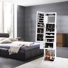 Amazon Com Langria Free Standing Lockable Jewelry Cabinet Full Length Mirrored Jewelry Armoire With Led Jewelry Armoire White Jewelry Armoire Bedroom Armoire
