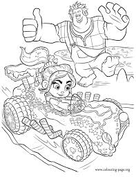In This Beautiful Coloring Page Wreck It Ralph Is Cheering For Vanellope A Twelve Year Old Cartoon Coloring Pages Cool Coloring Pages Disney Coloring Pages