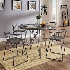 Shop Mabel 42 Inch Round Iron And Grey Finish Counter Height Table Or Dining Set By Inspire Q Modern F In 2020 Black Dining Room Furniture Counter Height Table Table