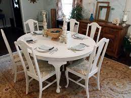 Painted White Queen Anne Dining Room Set Round Dining Room Distressed Kitchen Tables Dining Room Table Set