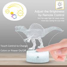 Focusky Dinosaur Night Light For Kids Dimmable 3d Led Lamp Nightlight 16 Colors 7 Colors Changing Touch Remote Control Best