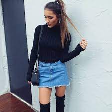 49 Modest But Classy Skirt Outfits Ideas Suitable For Fall Addicfashion Classy Skirt Outfits Denim Skirt Outfits Casual Skirt Outfits