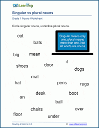 When making the plural form of a noun, usually we add. Singular And Plural Nouns Worksheets K5 Learning