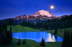 Washington Lake Mountains Landscape Moon Moonlight Night Reflection Wallpaper 2100x1400 153396 Wallpaperup