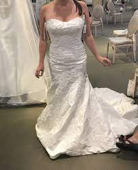 Oleg cassini cap sleeve tea length wedding dress. Oleg Cassini Satin Lace Strapless Wedding Dress Cwg594 New Wedding Dress Save 21 Stillwhite