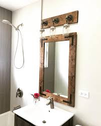 Bathroom Set Rustic Distressed Vanity Mirror With Mason Jar Etsy Rustic Bathroom Decor Bathroom Sets Industrial Farmhouse Bathroom Decor