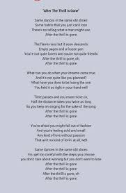 After The Thrill Is Gone By The Eagles Go For It Quotes Love Songs Lyrics Music Quotes Lyrics What are we supposed to do after all that we've been through when everything that felt so right is wrong now that the love is gone? after the thrill is gone by the eagles
